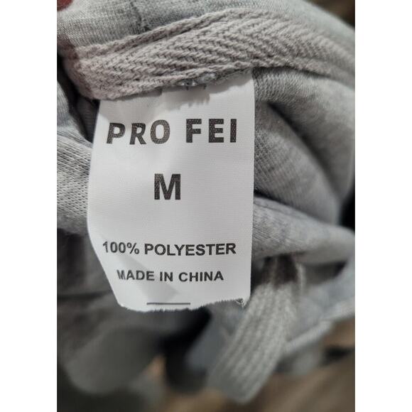 Pro Fei Men's‎ Gray Hooded Sweatshirt Soft size Medium #15 - Picture 3 of 3